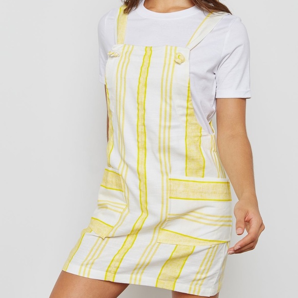Mango Dresses & Skirts - NEW Mango | Two Tone Yellow Linen Overall Dress